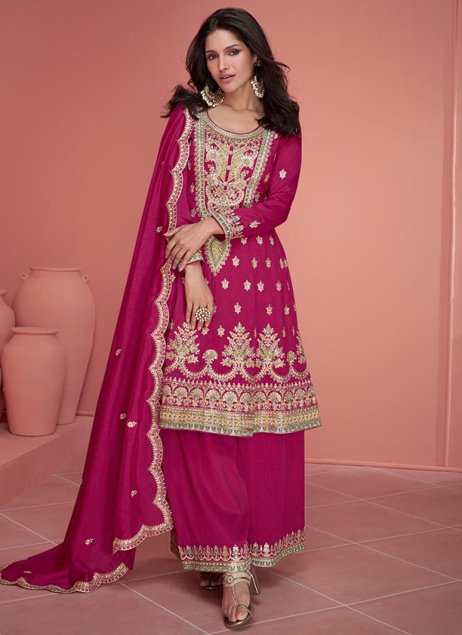 Silk Rani Festival Wear Embroidery Work Readymade Palazzo Suit